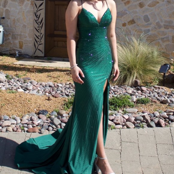 COPY Sherri Hill Prom Dress Emerald Green- Style 54171 Size 4-6,